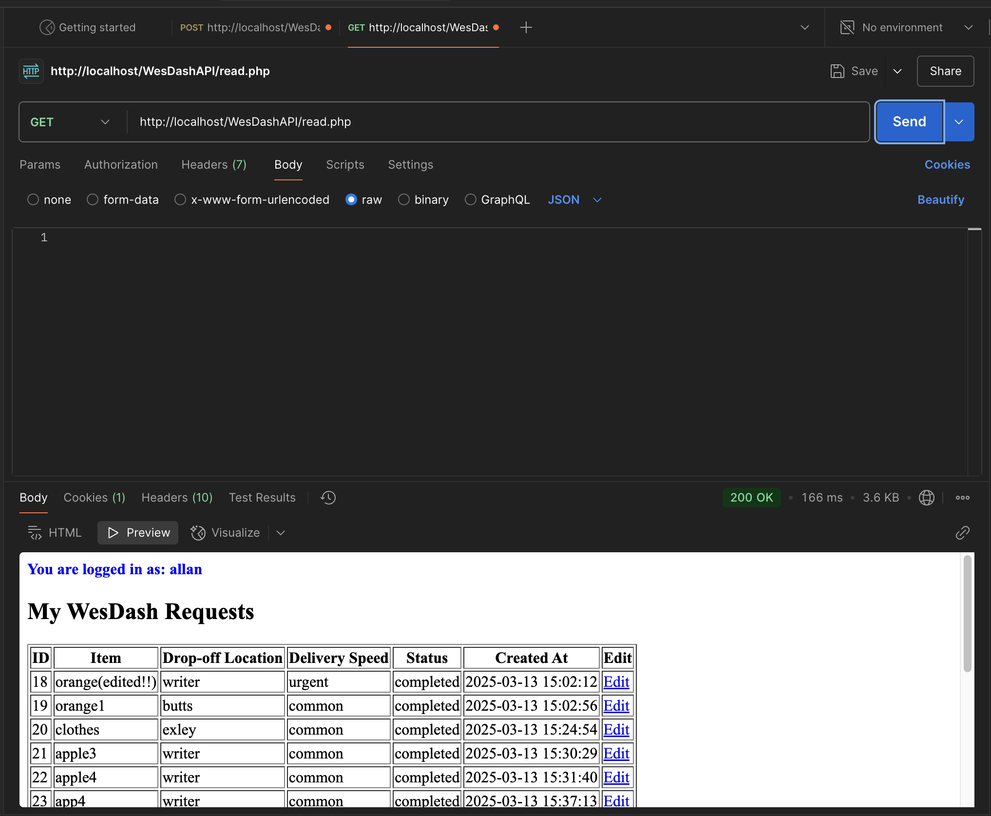 GET request screenshot