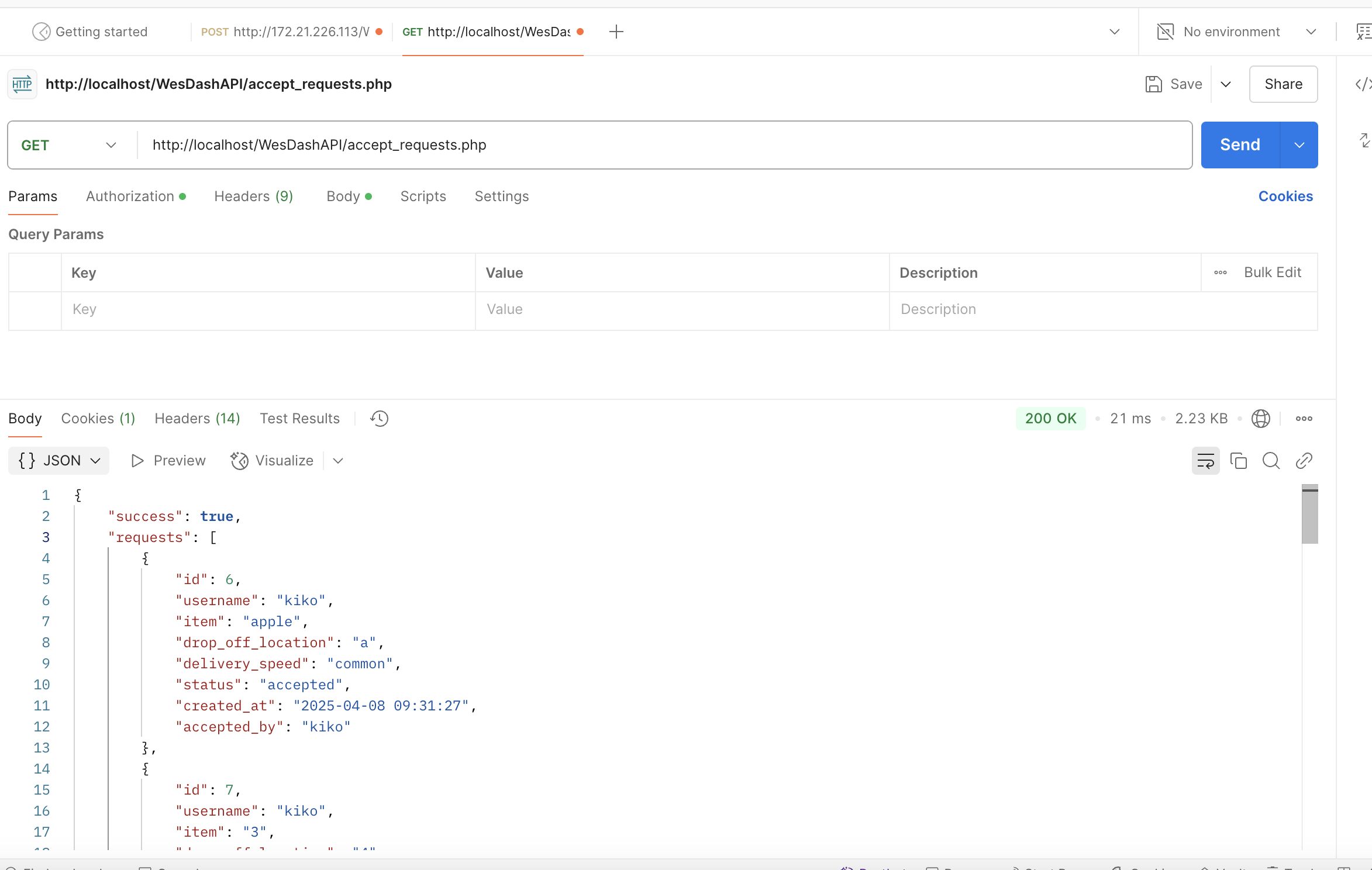 GET request screenshot